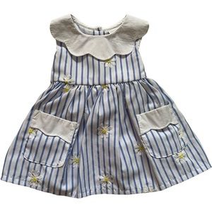 Rare Editions striped daisy dress with multiple petticoats and matching bloomers